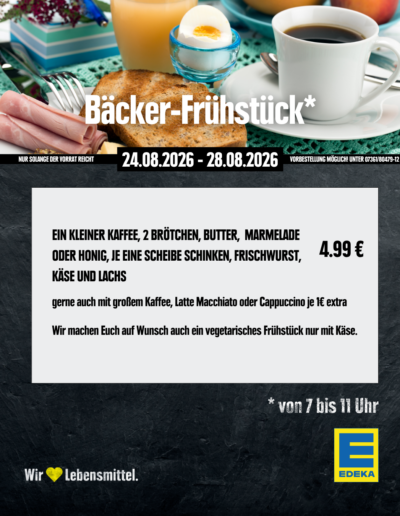 EDEKA Miller Hüttingen Mittagstisch KW35 Bäcker-Frühstück